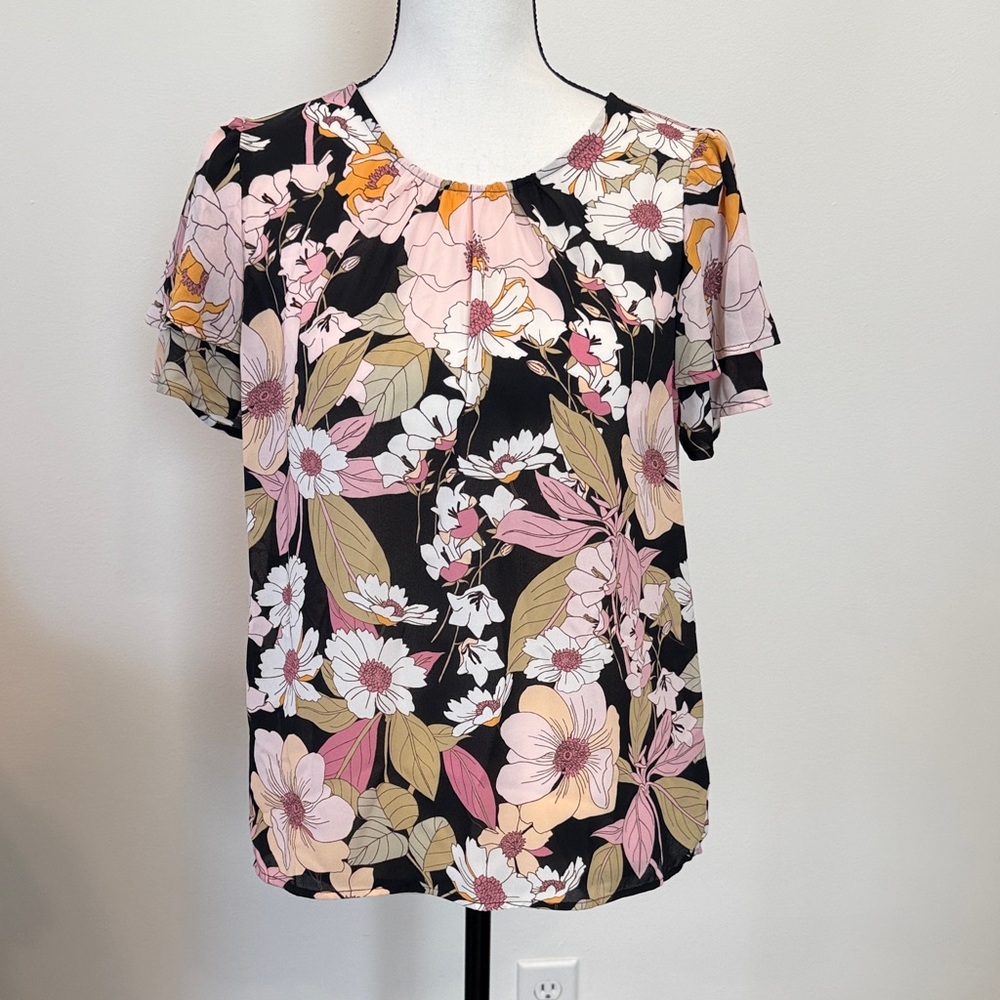 Pleione Floral Print Women's Top Size Small